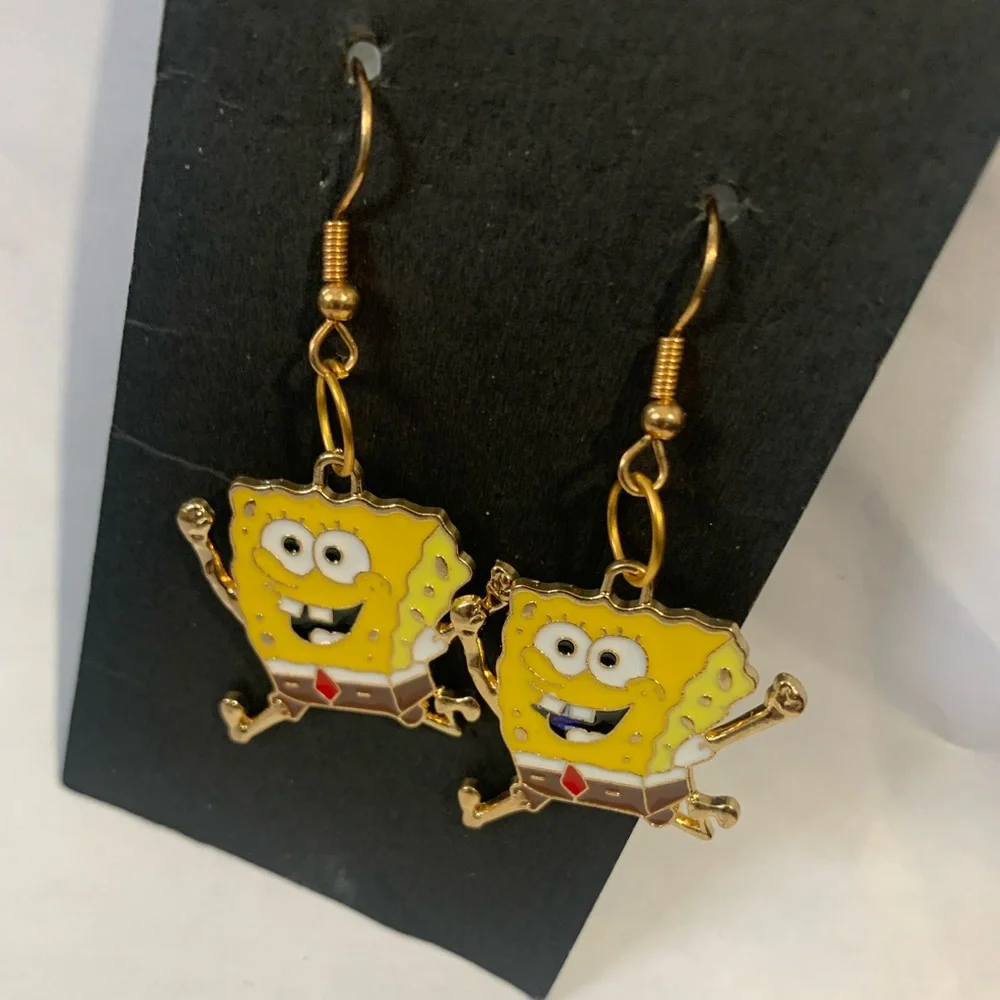 SpongeBob enamel earrings goldtone costume